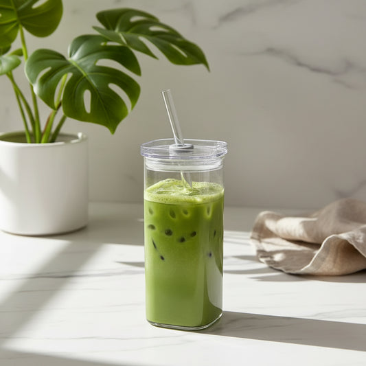 Vierkant Transparant Matcha Glas