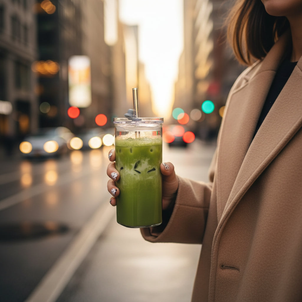 Vierkant Transparant Matcha Glas