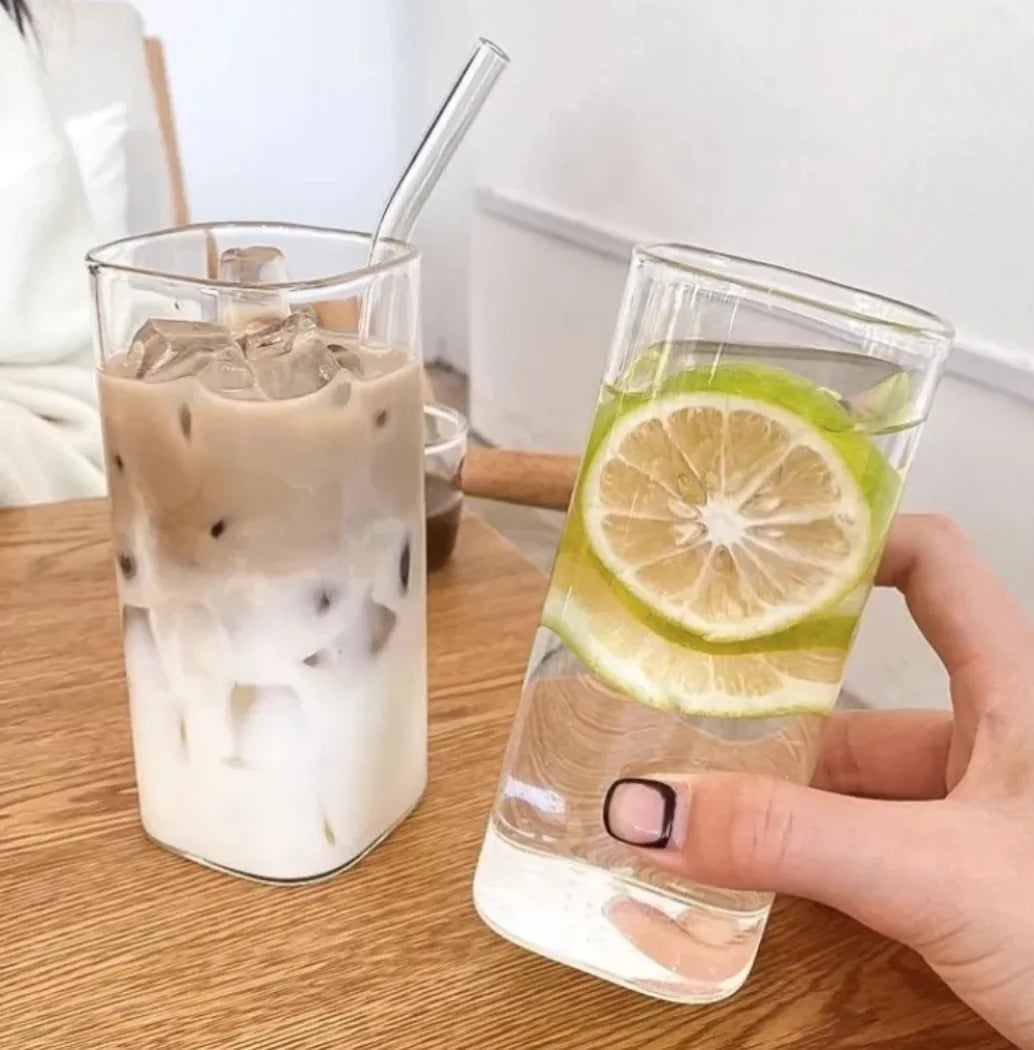 Vierkant Transparant Matcha Glas